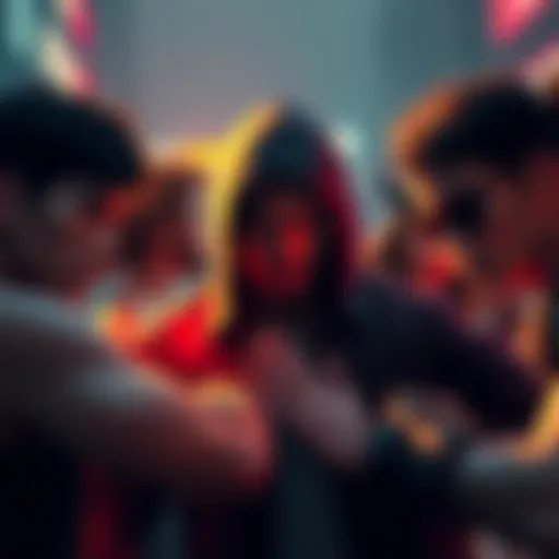 La+ Darkness in Fatal Fury Ad La+ Darkness alongside professional players and comedians in a promotional scene for Fatal Fury: City of the Wolves on Nintendo Switch 2.
