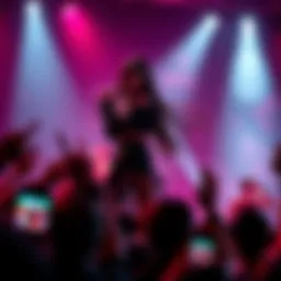 La+ Darknesss performing on stage while singing Bitter Choco Decoration, surrounded by enthusiastic fans