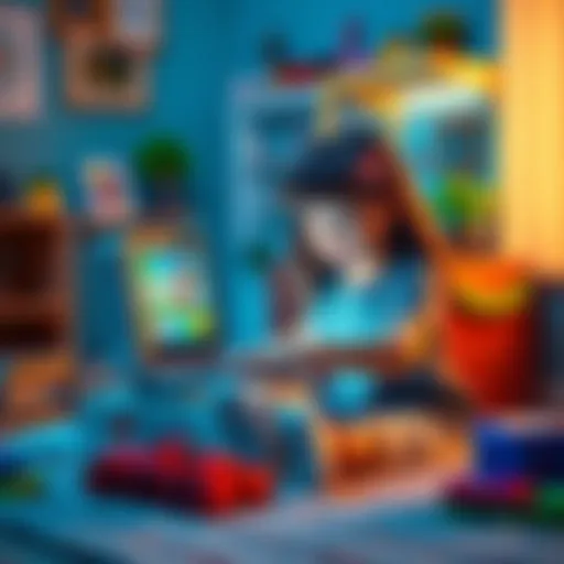 Lain unboxing her colorful Playmobil Computer, showcasing excitement and creativity in her play area.