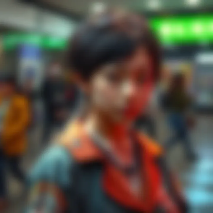 A person wearing distinctive clothing with unique designs showcasing Lain's fashion choices and style expression.
