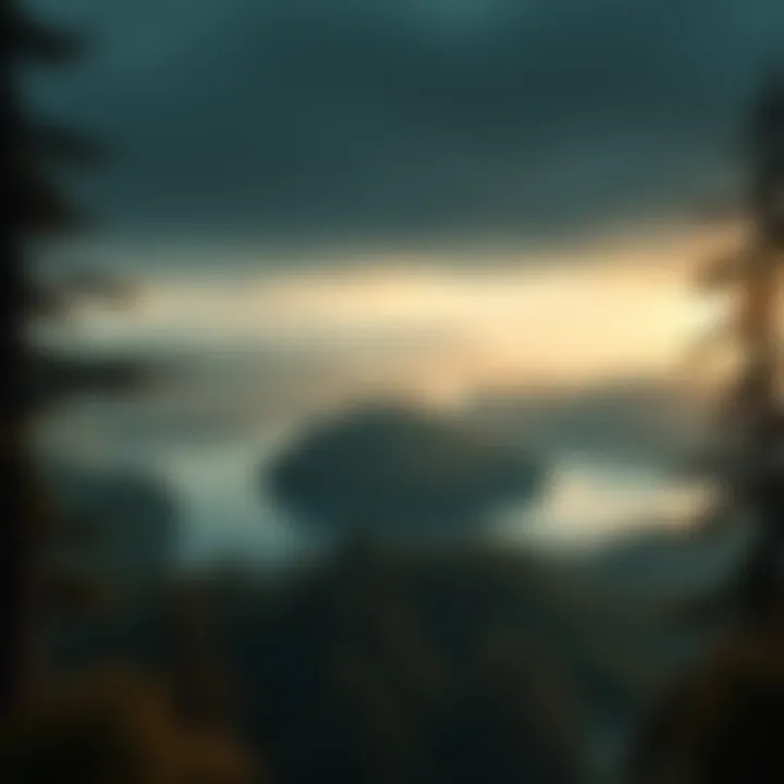 Lakes of the Dark Continent A depiction of large lakes surrounded by dense forests, suggesting unique societies nearby, set in the Dark Continent of HxH.