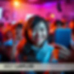 Laplus smiling warmly, surrounded by fans in a vibrant online community setting