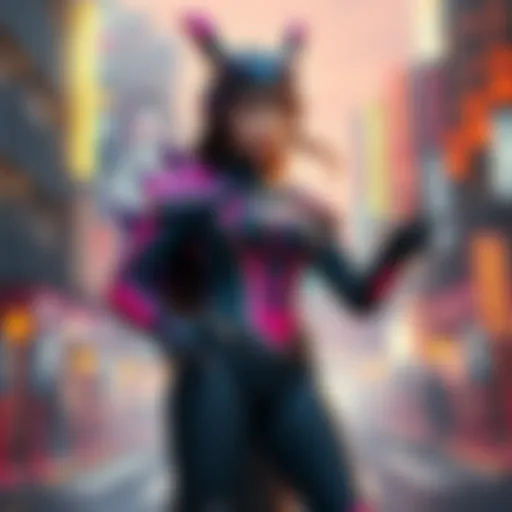 Lara Woodhull in her costume as Godzilla Girl in Gachiakuta, showcasing her powerful stance and vibrant colors