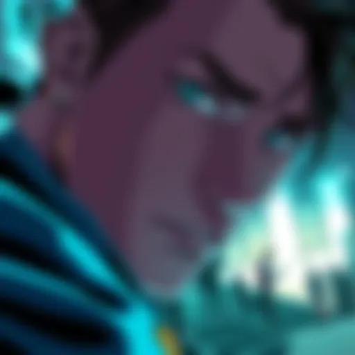 A close-up view of the last panel showcasing the main character's intense expression, with a dramatic background that highlights key themes of the chapter.