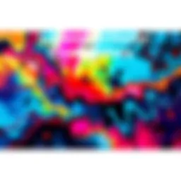 A vibrant display of new artwork featuring colorful abstract designs and creative techniques, showcasing the artist's inspiration.