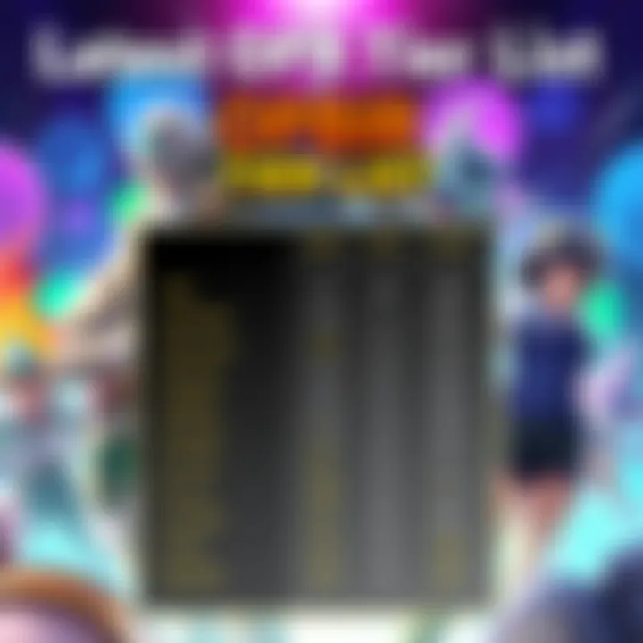 A graphic showing the updated OPBR tier list with ranked characters in a colorful format