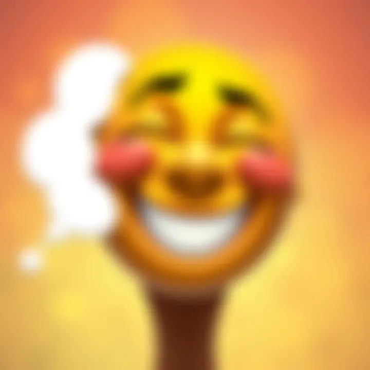 A smiling face with a thought bubble showing a mix of laughter and serious expressions, symbolizing the balance of humor and critique in society.