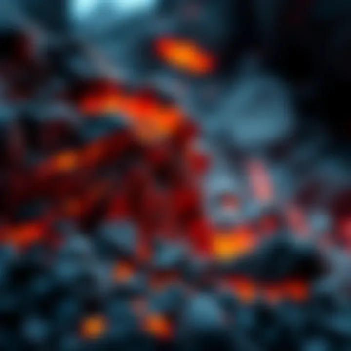 A close-up of lava rock with hints of ancient artifacts nearby, symbolizing the connection to human history.