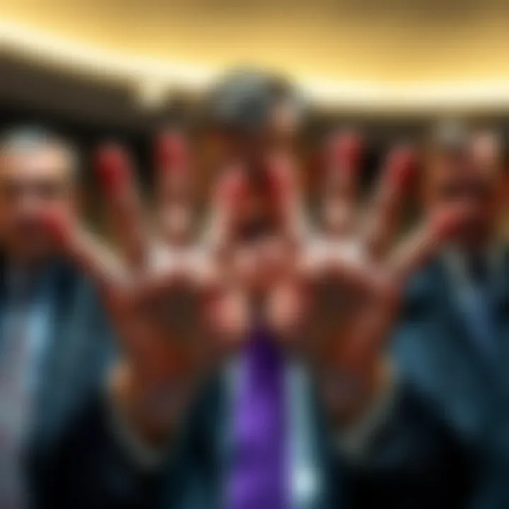 A lawyer showing his hands, which have a strange appearance, raising eyebrows during a press conference