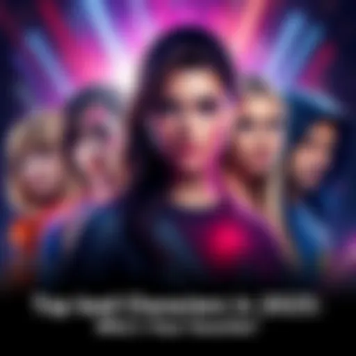 A variety of popular lead characters from different shows and stories in 2025, showcasing their diverse looks and personalities