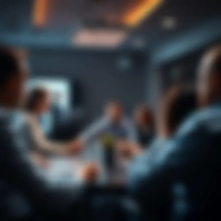 Leadership Changes People discussing potential leadership changes in a meeting room