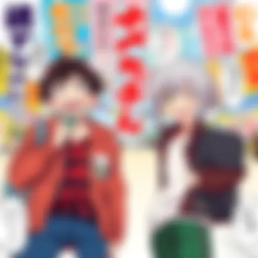 Left and Right showing their funny reactions to everyday life, surrounded by colorful manga panels.