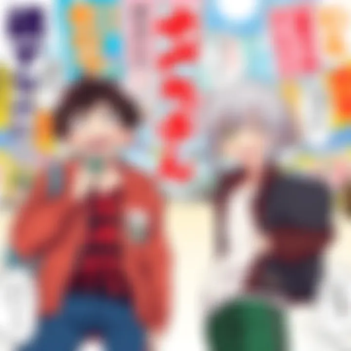 Left and Right showing their funny reactions to everyday life, surrounded by colorful manga panels.