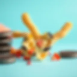 A close-up image of Leg Oreo, showing its unique textures and flavors in a playful arrangement on a bright background.