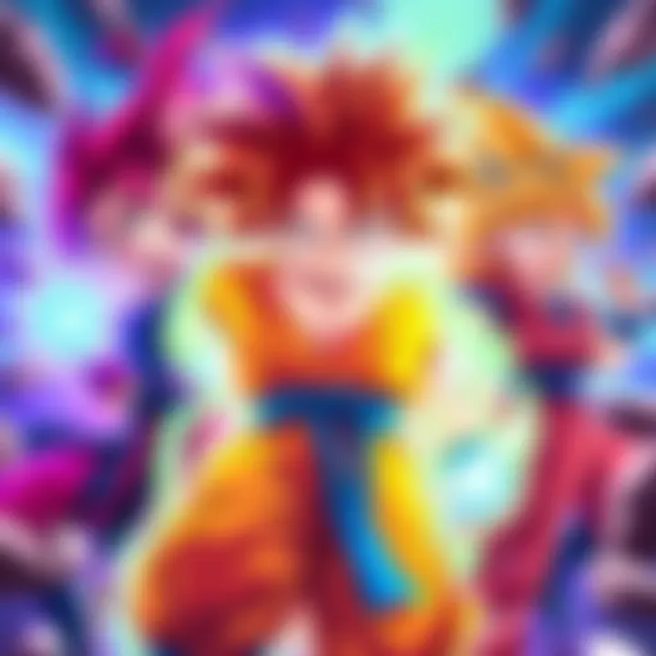 Colorful characters from the Legacy of Goku game series in a dynamic scene