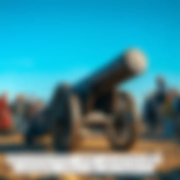 A detailed view of a historic cannon displayed outdoors with an audience observing, highlighting the debate over its authenticity.
