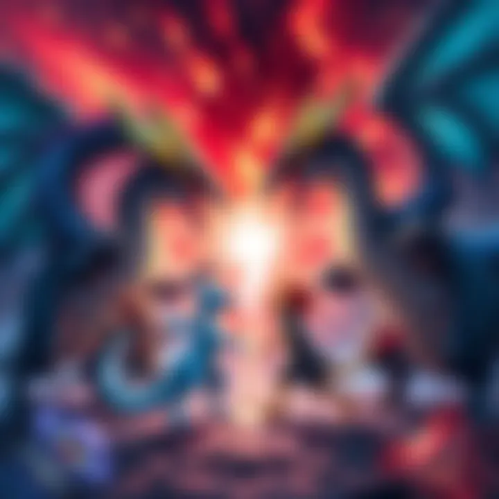 Legendary Pokémon vs Dragonborn Battle A battle scene showcasing Legendary Pokémon clashing with Dragonborn characters in a fantasy setting.