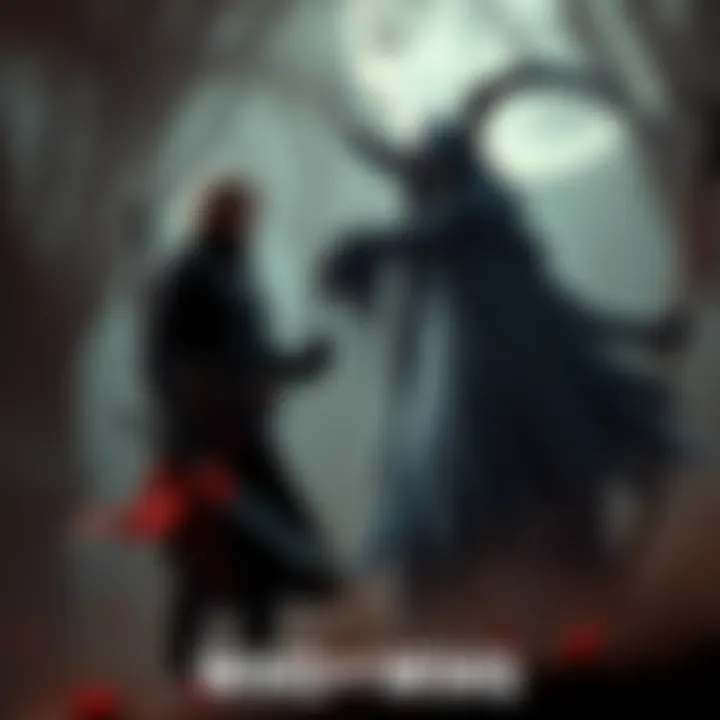 Leon S. Kennedy stands ready with his weapon, facing off against Death from Puss in Boots, who is poised with his scythe.