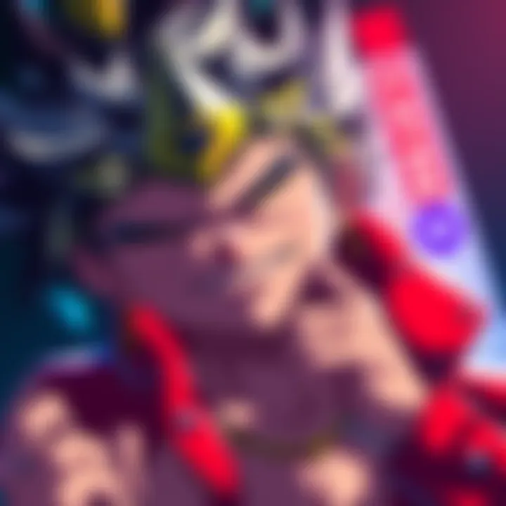 Leorio playfully showcases his Baltimore nen beast to impress Kurapika, with a humorous expression on his face.