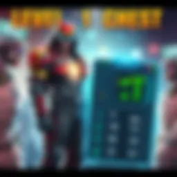 A character proudly shows off a glowing Level 1 chest power while standing next to a display of high thigh power stats, with an energetic background that represents gaming strategy.