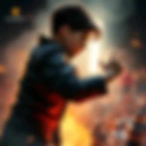Young Levi Ackerman in a determined stance against Erwin, showcasing his strength and intensity during their confrontation.