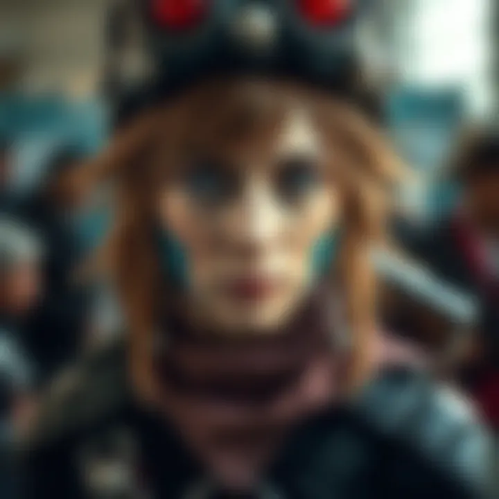 Lifelike Cosplay Costume A cosplayer wearing a highly detailed character costume with realistic features and makeup, showcasing impressive craftsmanship.