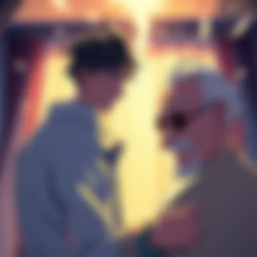 Light shows a comical expression while greeting his father, hinting at chaos behind him