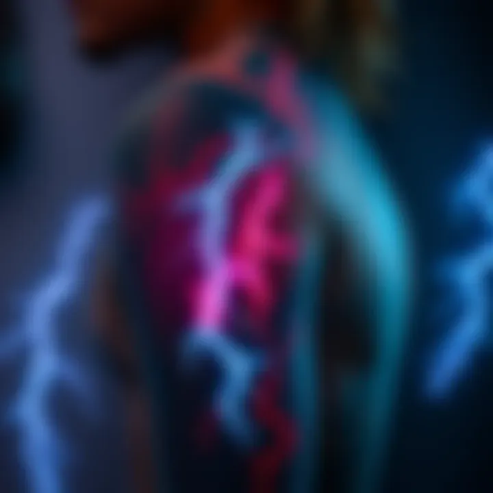 A collection of unique lightning tattoos displayed on different people’s skin, showcasing various designs and styles.