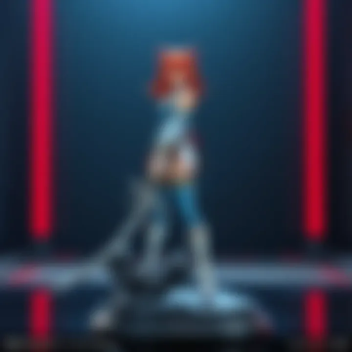 A detailed Asuka GK statue designed by Cast Design Studio, holding a weapon and standing on a base, showcasing its character design.