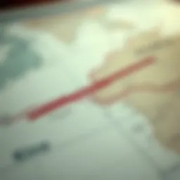 A crossed-out line on a map representing it is no longer in use.