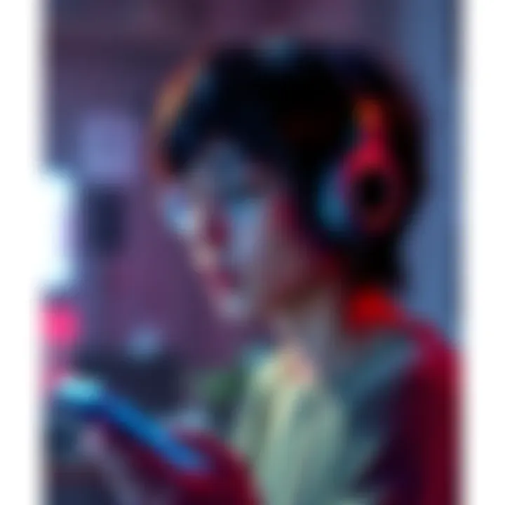 A person frustrated while trying to listen to music on headphones, with notifications from a phone disrupting the experience