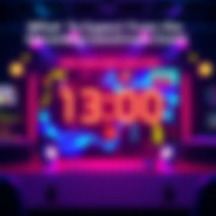 Graphic showing a countdown timer leading to a livestream event with colorful graphics and a play button icon
