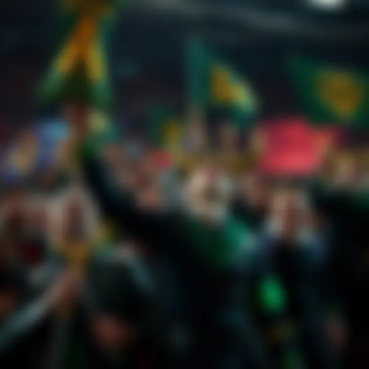 A group of Loki fans with banners cheering for their favorite character after a recent impressive performance against Imu.