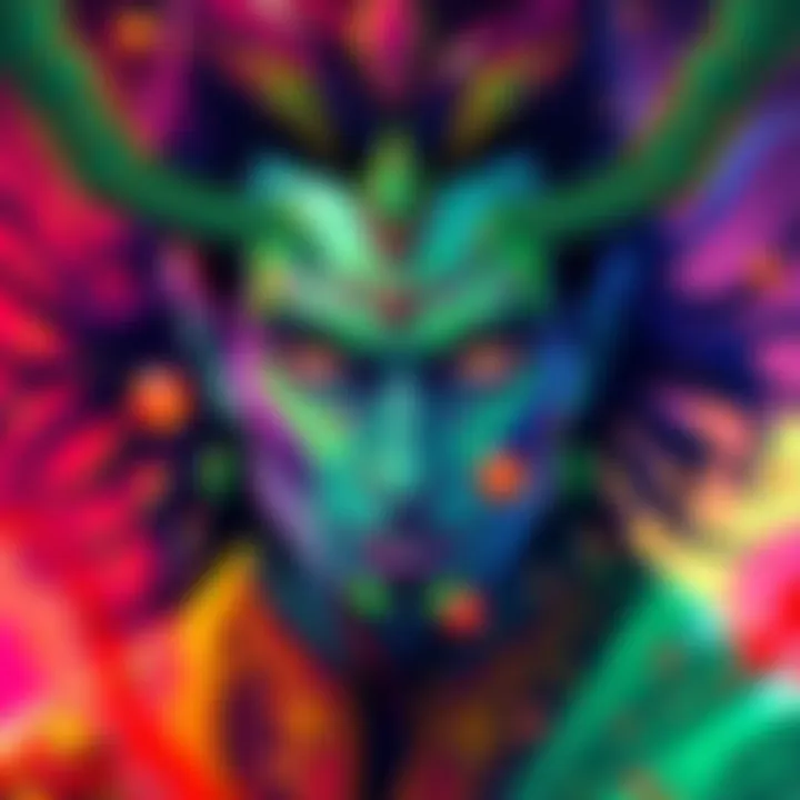 An illustration of Loki in his vibrant Zoan form, showcasing various bright colors and artistic details that reflect his transformation.