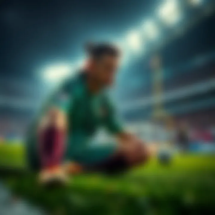 Loki looking frustrated during a soccer game as he fails to score, while Kunigami shines in the background