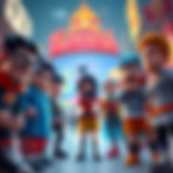 A dynamic scene showing Lookism characters in a CGI animated style, similar to Kengan, showcasing their unique designs and vibrant colors.