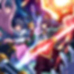 A scene featuring main characters from Lost Canvas Anime engaged in battle with mystical forces.