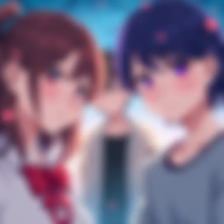 A scene showing two girls and a boy, with one girl looking sad and the other looking concerned, suggesting a love triangle situation in an anime style.