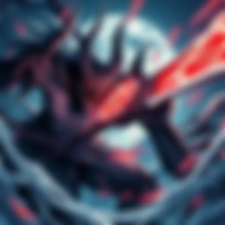 A fierce battle scene between a Lower Moon character and a Kinoe-Ranked Slayer. The Lower Moon appears with dark, menacing features, while the Kinoe-Slayer showcases determined resolve and combat skil...