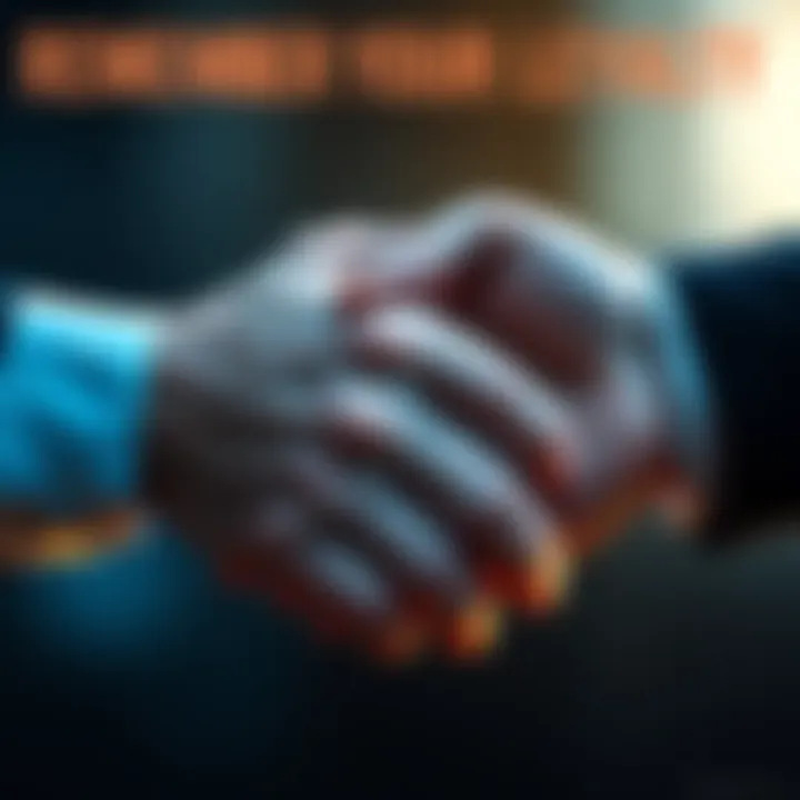 Two hands clasped together symbolizing loyalty and commitment