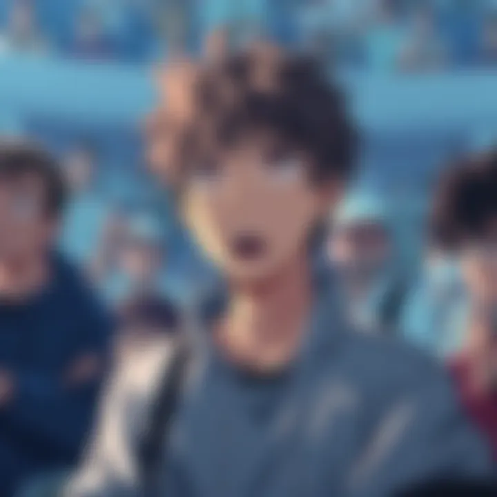 An illustration showing a character resembling L looking surprised after a defeat in a competition, with fans reacting in the background, some shocked and others discussing.