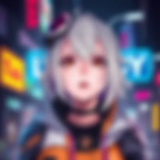 A character named Lucy from Cyberpunk, depicted with bright hair and futuristic clothing, looking hopeful.