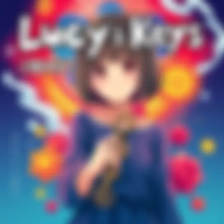 Cover illustration featuring a girl holding a key, surrounded by colorful elements representing different themes of the manga.