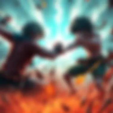 Luffy and Kizaru facing off in an intense fight scene with energy blasts in the background