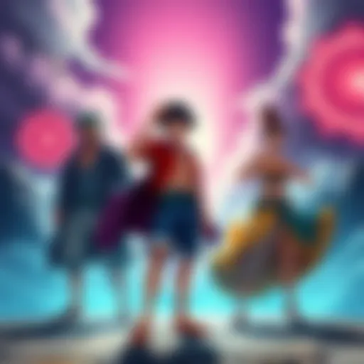 Luffy Training with Haki Masters Luffy stands in a training pose with Boa Hancock, Marigold, and Sandersonia, each showing their unique Haki abilities in a dynamic scene.