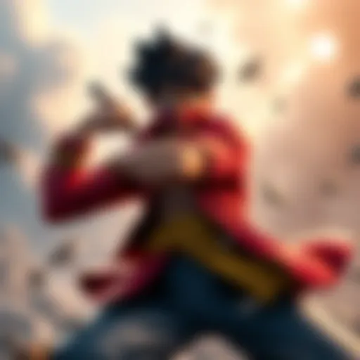 Luffy striking a confident battle stance, showcasing his balanced abilities as a character in the game.