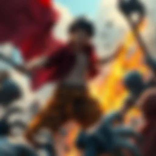 Luffy stands victorious over defeated foes, symbolizing shattered dreams and lost aspirations.