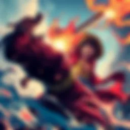 Luffy struggles in a fierce battle against Kaido in Wano, showcasing intense action and emotions.