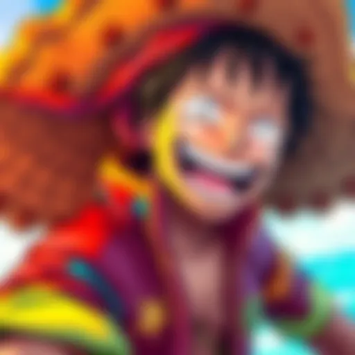 Luffy in vibrant color spread design Luffy in a colorful outfit from a fan-favorite color spread, showcasing his joyful expression and adventurous spirit