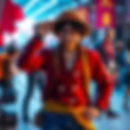 A cosplayer dressed as Luffy showcasing detailed costume and creativity at an event